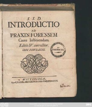 S. S. D. Introductio Ad Praxin Forensem Caute Instituendam