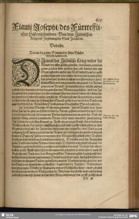 Flavij Josephi, des Fürtrefflichen Historienschreibers, Von dem Jüdischen Krieg und Zerstörung der Statt Jerusalem
