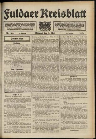 Zweite Ausgabe vom Mittwoch, den 07. Mai 1913.