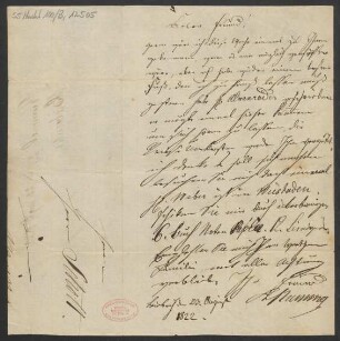 Brief an B. Schott's Söhne : 23.08.1822