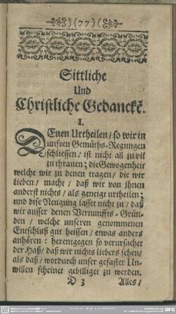 Sittliche und Christliche Gedancken