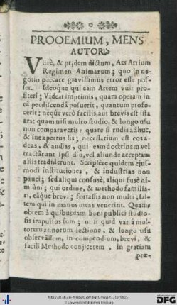 Prooemium, Mens Autoris.