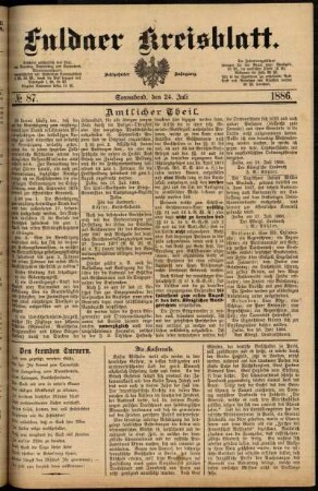 Ausgabe vom Samstag, den 24. Juli 1886.