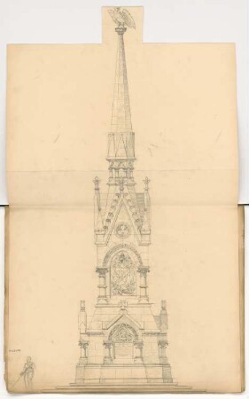 Gefallenendenkmal, Stralsund Monatskonkurrenz Februar 1885: Aufriss Vorderansicht