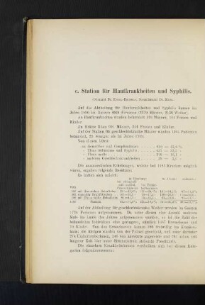 c. Station für Hautkrankheiten und Syphilis.