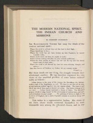 The modern national spirit, the indian church and missions