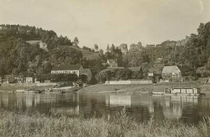 Rathen. Stadtansicht vom rechten Elbufer