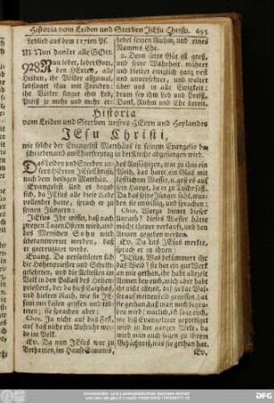 Historia vom Leiden und Sterben unsers Herrn und Heylandes Jesu Christi.
