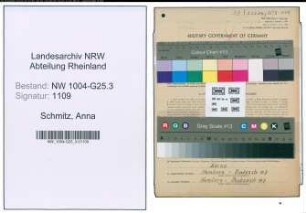 Entnazifizierung Anna Schmitz , geb. 27.08.1896 (Kauffrau)