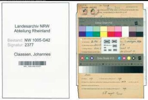 Entnazifizierung Johannes Claassen , geb. 26.05.1902 (Sprengmeister)