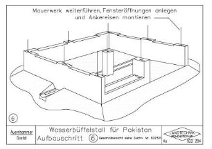 Wasserbüffelstall für Pakistan Aufbauschritt (6. Gesamtübersicht siehe Zeichn. Nr 922321)