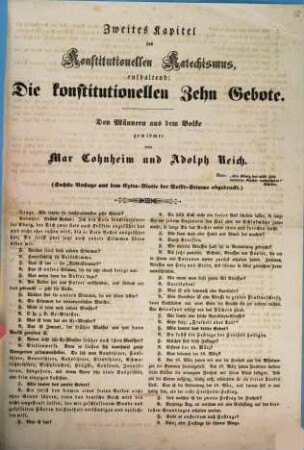 Zweites Kapitel des Konstitutionellen Katechismus, enthaltend: Die konstitutionellen Zehn Gebote : den Männern aus dem Volke gewidmet