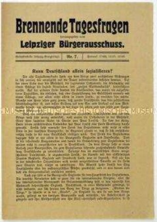 Flugschrift des Leipziger Bürgerausschusses zur Wirtschaftslage in Deutschland