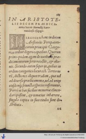 In Aristotelis Decem Praedicamenta Ioannis Murmellij Ruremundensis Isagogae