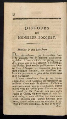 Discours de Monsieur Boquet