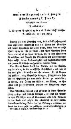 Aus dem Tagebuche eines jungen Schulmannes : (Fortsetzung.)