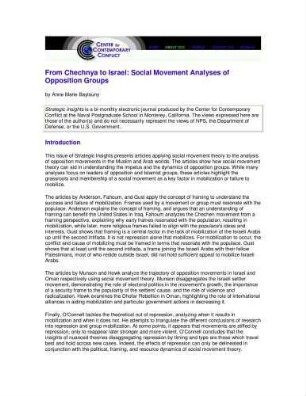 From Chechnya to Israel : social movement analyses of opposition groups ; strategic insights