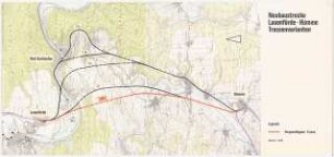 Netzkonzentration Hannover-Kassel-Altenbeken Schinkelwettbewerb 1984: Neubaustrecke Lauenförde-Hümme: Trassenvarianten, Lageplan 1:25000