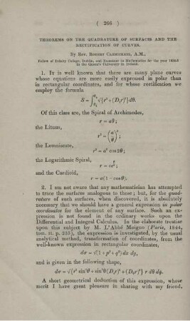 Theorems on the quadrature of surfaces and the rectification of curves.