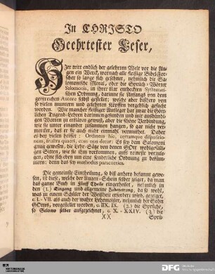 In Christo Geehrtester Leser [...].