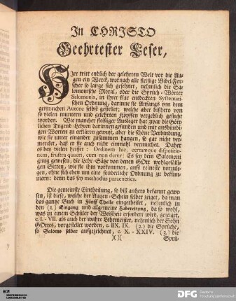 In Christo Geehrtester Leser [...].