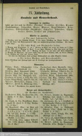 IX. Abtheilung. Berufsklassen und Gewerbebetriebe : IX Abtheilung. Handels- und Gewerbestand