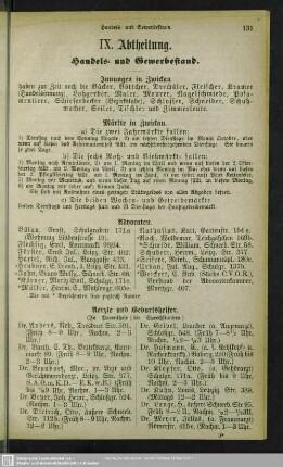 IX. Abtheilung. Berufsklassen und Gewerbebetriebe : IX Abtheilung. Handels- und Gewerbestand