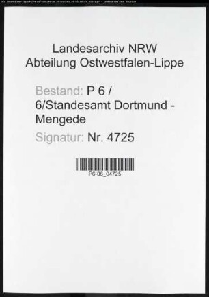 Sterberegister Standesamt Dortmund-Mengede (XIII)