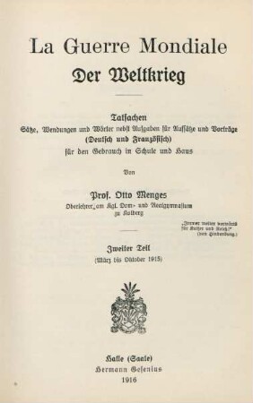 Teil 2: (März bis Oktober 1915)