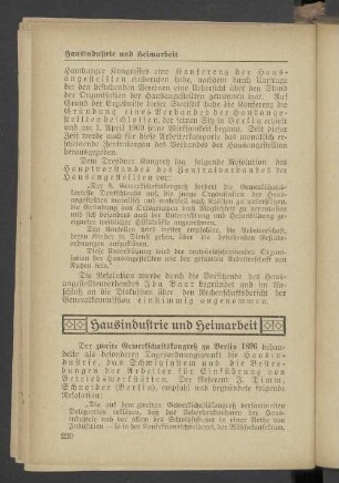 Hausindustrie und Heimarbeit