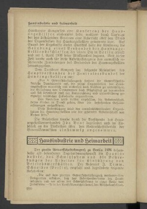 Hausindustrie und Heimarbeit
