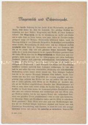 Magermilch und Schweinezucht (Elektrische Hausmolkerei)