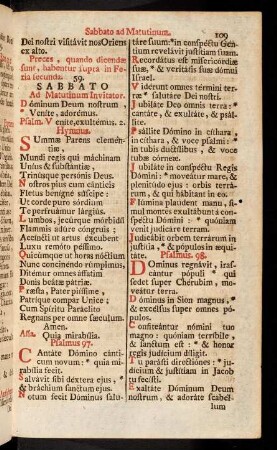 109-126, Sabbato ad Matutinum.