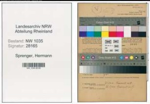 Entnazifizierung Hermann Sprenger , geb. 06.03.1911 (Bergmann)