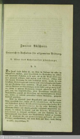 Zweiter Abschnitt. Unterrichts-Anstalten für allgemeine Bildung