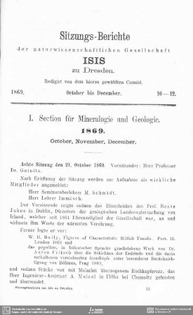 Sitzungs-Berichte October bis December