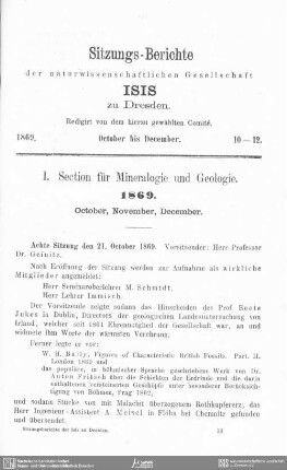Sitzungs-Berichte October bis December