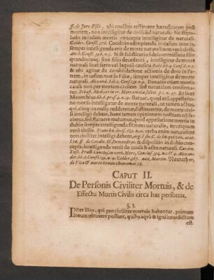 Caput II. De Personis Civiliter Mortius, & de Effectu Mortis Civilis circa has personas.