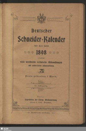 12.1898: Deutscher Schneider-Kalender : auf das Jahr ...