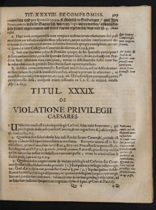 Titul. XXXIX. De Violatione Privilegii Caesarei.