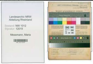 Entnazifizierung Maria Messmann , geb. 18.08.1901 ()