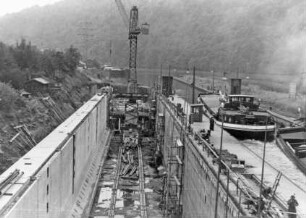 Bau der zweiten Schleuse Neckarsteinach/Neckar
