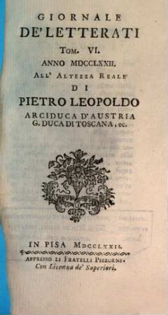 Giornale de'letterati. 6. 1772