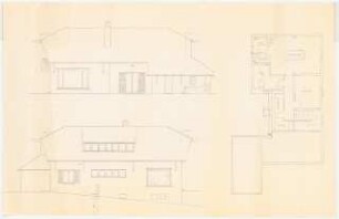 Wohnhäuser, St.Loup/Versoix (Häuser Schwebes und Platz): Haus Schwebes: Ansichten, Grundriss KG