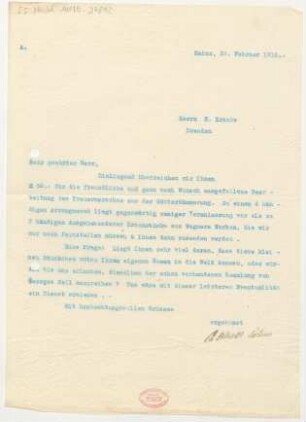 Brief an Emil Kronke : 26.02.1910
