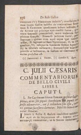 C. Julii Caesaris Commentariorum De Bello Civili Liber I