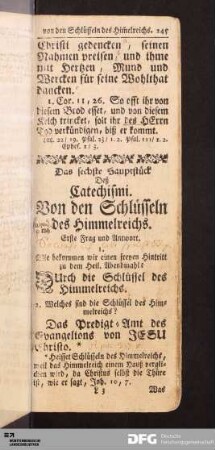 Das sechste Hauptstück des Catechismi. Von den Schlüsseln des Himmelreichs.