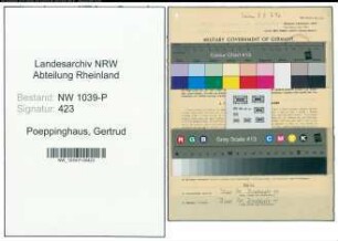 Entnazifizierung Gertrud Poeppinghaus , geb. 09.08.1905 (Einkaueferin)