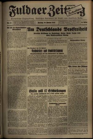 Ausgabe vom Freitag, den 29. Januar 1937.
