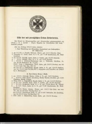 Liste der mit preußischen Orden Dekorierten